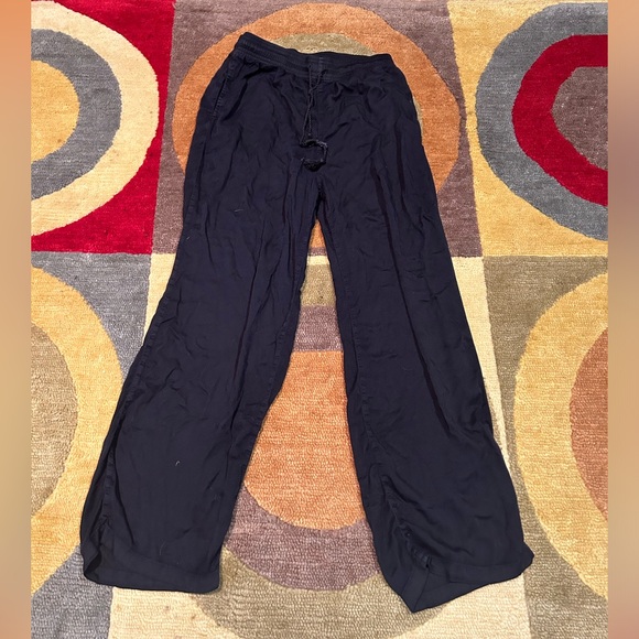 Uniqlo Black Ankle Casual Thin Soft Drawstring Pants Women’s Size Small - Picture 1 of 5